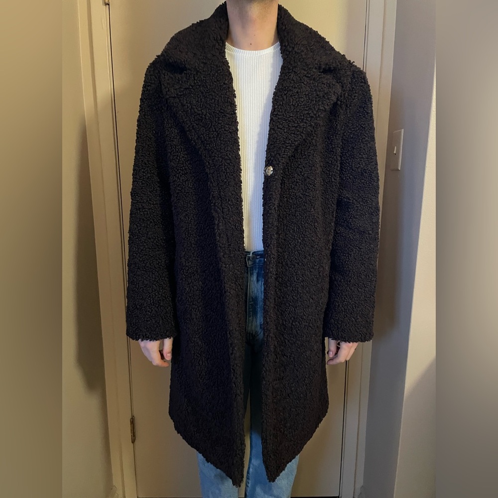 Topman Dark Brown Teddy Coat